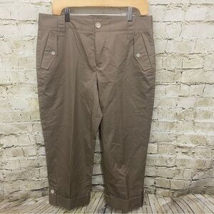 Tyler Boe Brown Cotton Stretch Cuffed Capri Pants